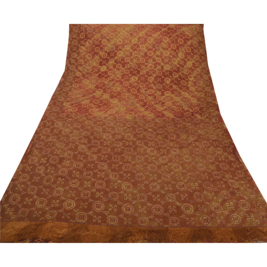 Sanskriti Vintage Red Saree Pure Organza Silk Woven Craft Sustainable Fabric Premium Sari