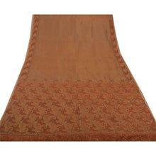 Load image into Gallery viewer, Brown Saree Pure Organza Silk Fabric Hand Beaded Craft Sari
