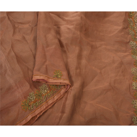 Sanskriti Vintage Copper Sarees Art Silk Craft Sustainable Fabric Hand Beaded Cultural Sari