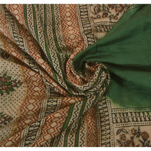 Load image into Gallery viewer, Green Saree Blend Silk Block Print Craft 5 Yd Fabric Sari

