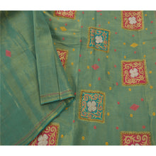 Load image into Gallery viewer, Sanskriti Vintage Green Saree Blend Silk Hand Beaded Craft Fabric Premium Sari
