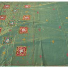 Load image into Gallery viewer, Sanskriti Vintage Green Saree Blend Silk Hand Beaded Craft Fabric Premium Sari
