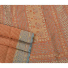 Load image into Gallery viewer, Peach Saree Blend Silk Printed Craft 5 Yd Fabric Kota Sari
