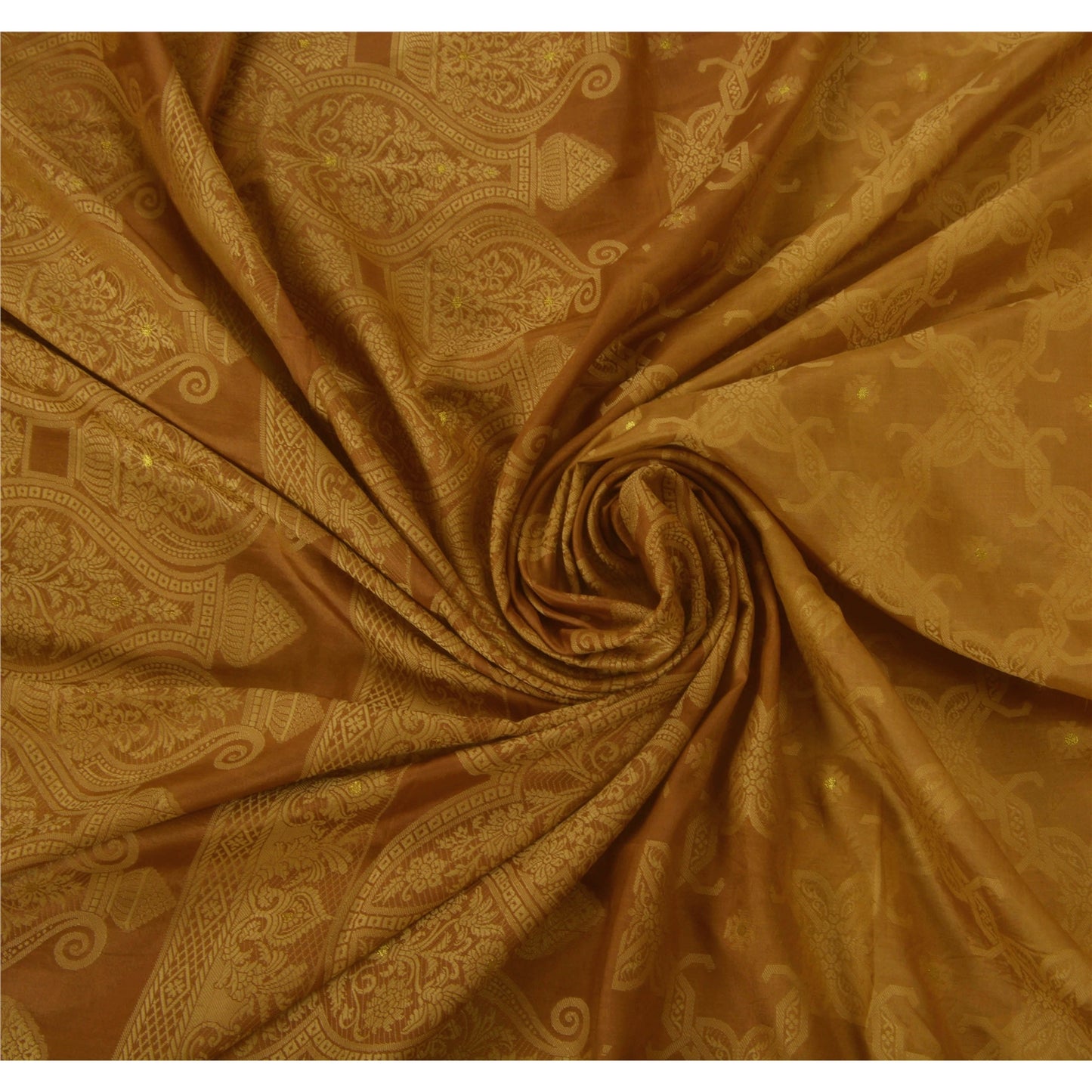 Санскритское винтажное коричневое сари из чистого шелка, тканое ремесло, 5 ярдов, экологически чистая ткань, премиум-класса сари