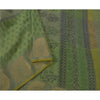 Sanskriti Vintage Green Saree Blend Silk Woven Craft Sustainable Fabric Block Print Sari