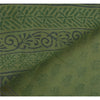 Sanskriti Vintage Green Saree Blend Silk Woven Craft Sustainable Fabric Block Print Sari