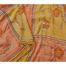 Load image into Gallery viewer, Orange Saree Pure Crepe Silk Hand Beaded Fabric Craft Sari

