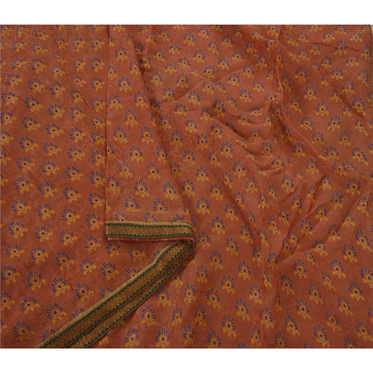 Sanskriti Vintage Brown Saree Blend Silk Craft Sustainable Fabric Woven Printed Premium Sari