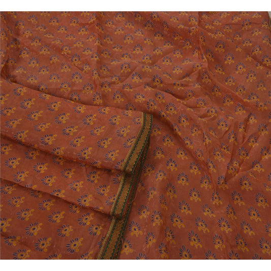 Sanskriti Vintage Brown Saree Blend Silk Craft Sustainable Fabric Woven Printed Premium Sari