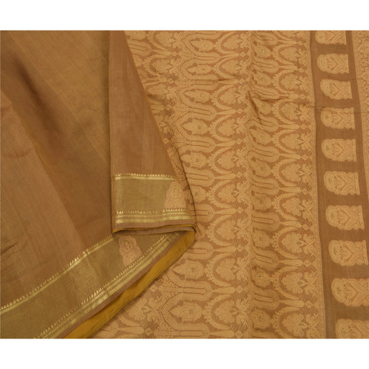 Sanskriti Vintage Green Saree Pure Silk Woven Craft 5 Yd Sustainable Fabric Premium Sari