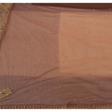 Load image into Gallery viewer, Orange Net Mesh Hand Beaded Saree Craft Fabric Antique Sari
