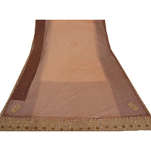 Load image into Gallery viewer, Orange Net Mesh Hand Beaded Saree Craft Fabric Antique Sari
