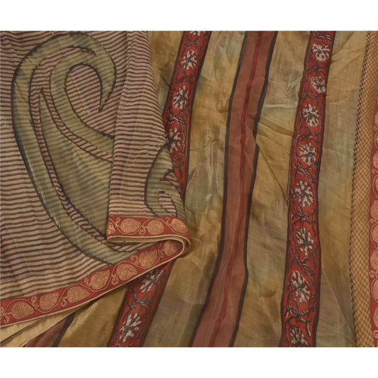 Sanskriti Vintage Sarees Ren Georgette Silke Sari Broderi Patch Håndværk Bæredygtigt Stof