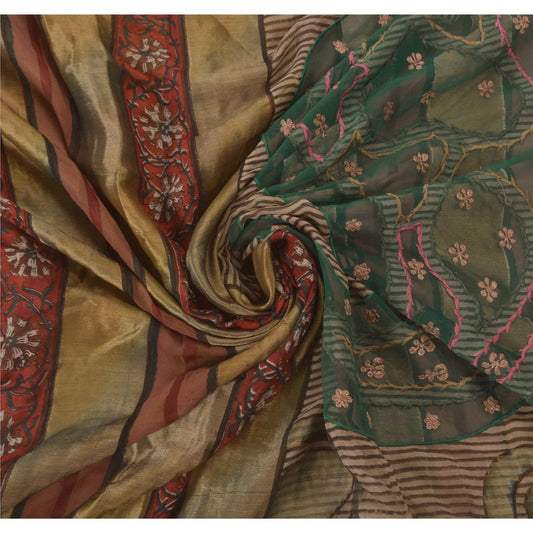 Sanskriti Vintage Sarees Pure Georgette Silk Sari Embroidery Patch Craft Sustainable Fabric