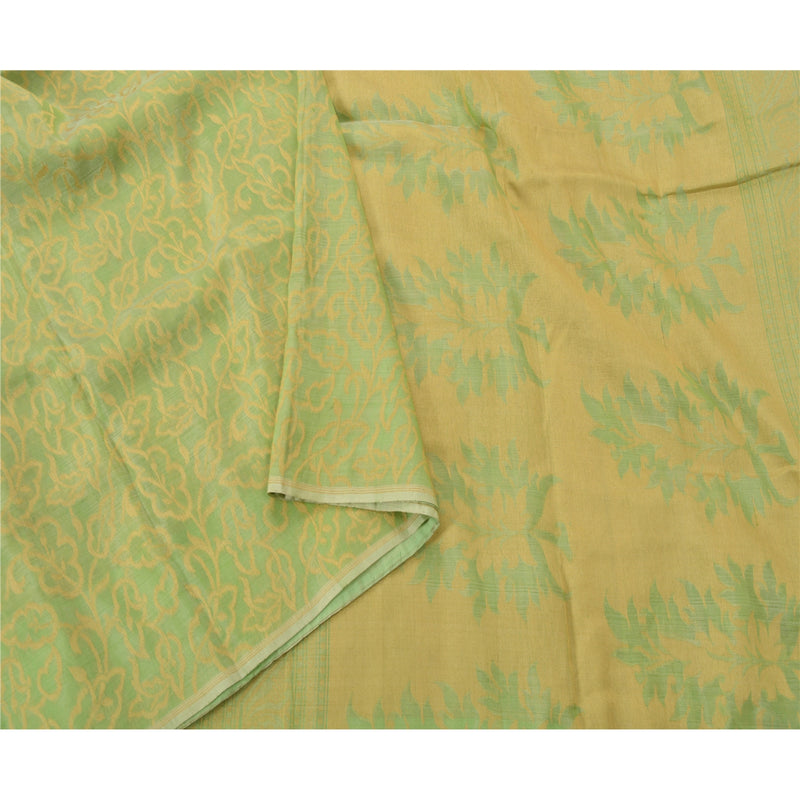 Sanskriti Vintage Green Saree Blend Silk Woven Craft 5 Yd Sustainable Fabric Premium Sari