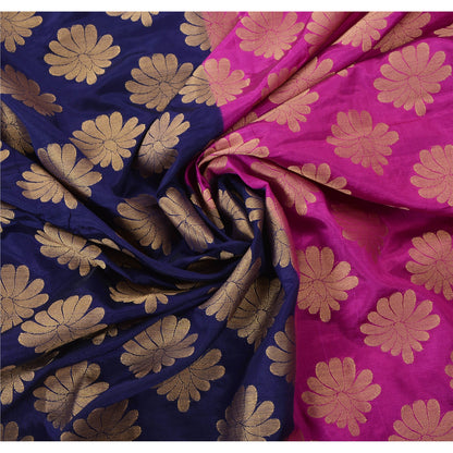 Sanskriti Vintage Pink Saree Art Silk Woven Craft 5 Yd Soft Sustainable Fabric Premium Sari