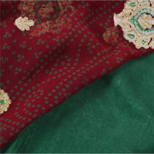 Load image into Gallery viewer, Sanskriti Vintage Green Georgette Sarees Embroidered Woven Bandhani Print Fabric Sari
