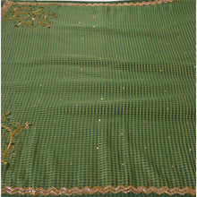Load image into Gallery viewer, Sanskriti Vintage Green Indian Sari Georgette Hand Beaded Woven Fabric Sarees
