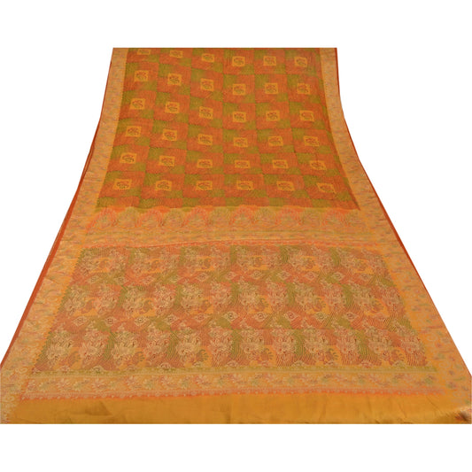 Sanskriti Vintage Indian Sari 100% Pure Silk Woven Printed Craft Sustainable Fabric Sarees