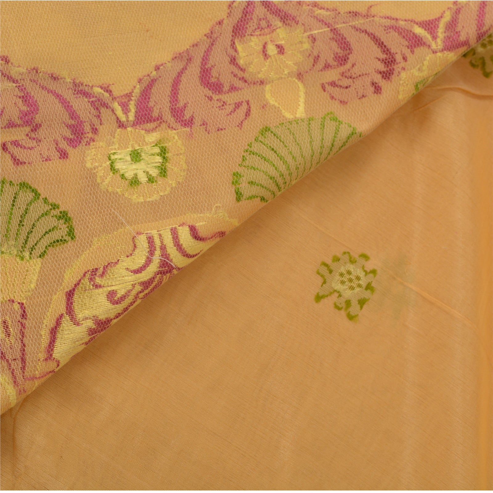 Sanskriti Vintage Cream Saree Pure Silk Woven Craft 5 Yd Sustainable Fabric Premium Sari