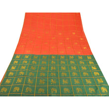Load image into Gallery viewer, Orange Saree Blend Cotton Zari Woven Craft Fabric Premium Sari

