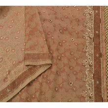 Load image into Gallery viewer, Sanskriti Vintage Brown Sarees Tissue Hand Beaded Craft Fabric Cultural Sari
