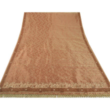 Load image into Gallery viewer, Sanskriti Vintage Brown Sarees Tissue Hand Beaded Craft Fabric Cultural Sari
