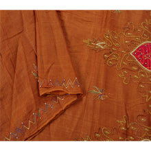 Load image into Gallery viewer, Sanskriti Vintage Brown Saree Blend Cotton Hand Beaded Craft 5 Yd Fabric Sari
