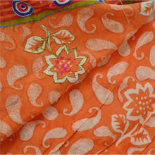 Load image into Gallery viewer, Sanskriti Vintage Orange Sarees Pure Crepe Silk Hand Beaded Craft Fabric Sari
