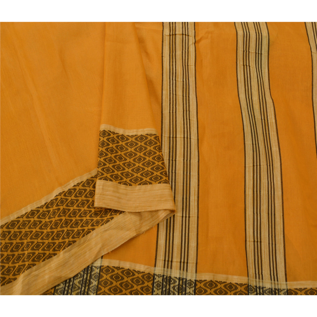 Sanskriti Vinatage Saffron Saree Art Silk Woven Craft 5 Yd Fabric Premium Sari