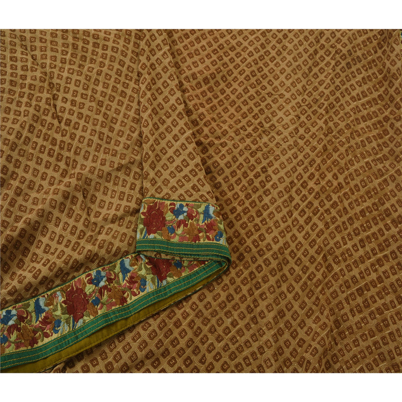 Sanskriti Vintage Brown Sarees Blend Georgette Embroidered Sustainable Fabric Cultural Sari