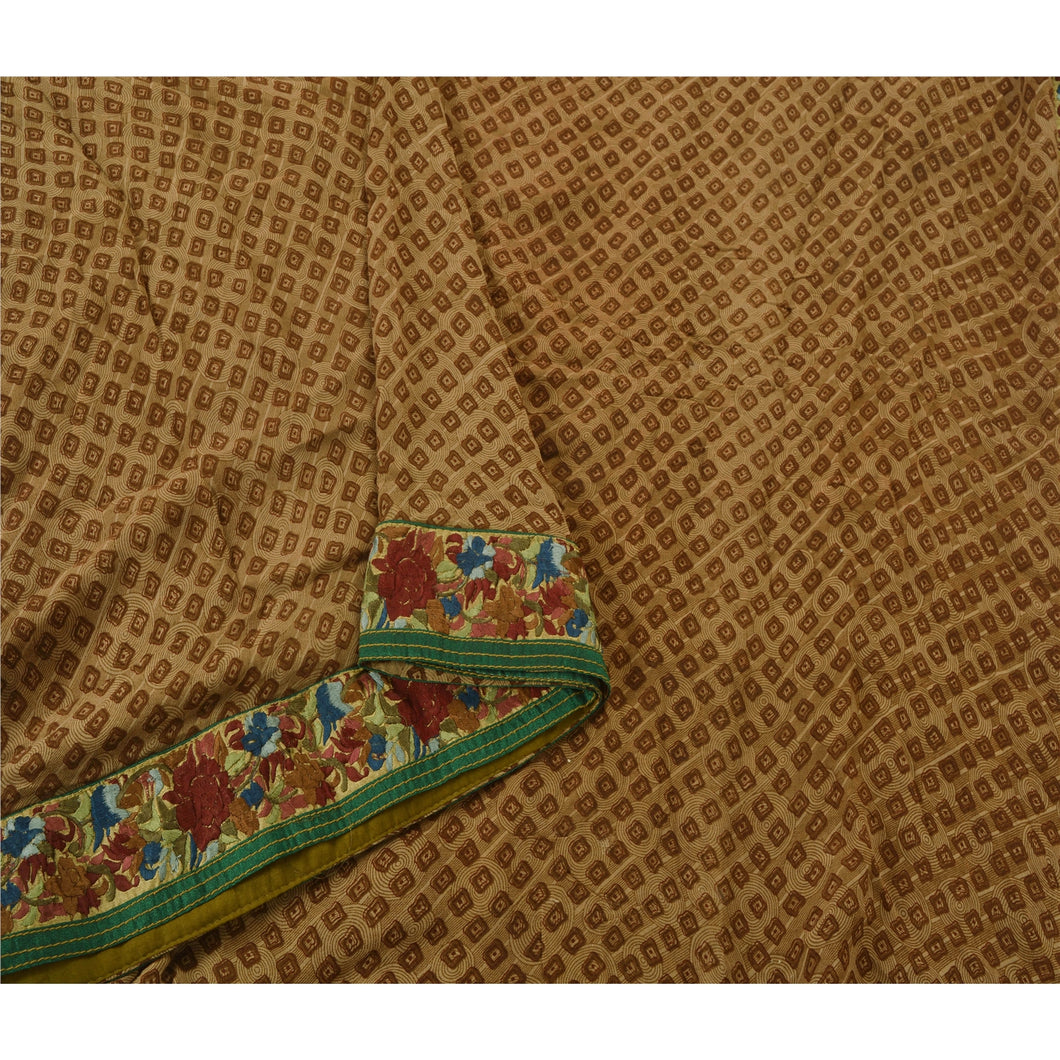 Sanskriti Vintage Brown Sarees Blend Georgette Embroidered Fabric Cultural Sari