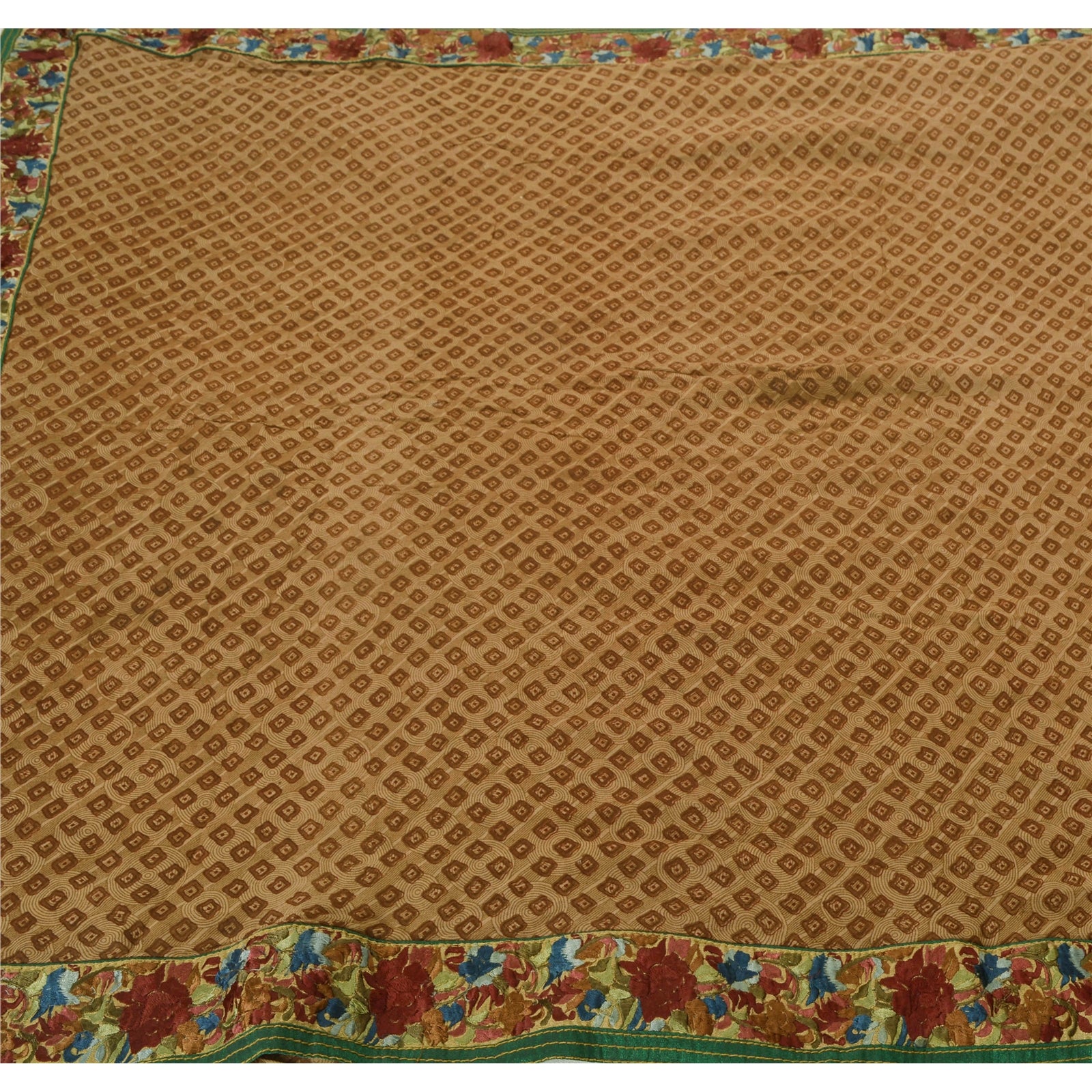 Санскритские винтажные коричневые сари из смеси жоржета с вышивкой из экологически чистой ткани Культурное сари