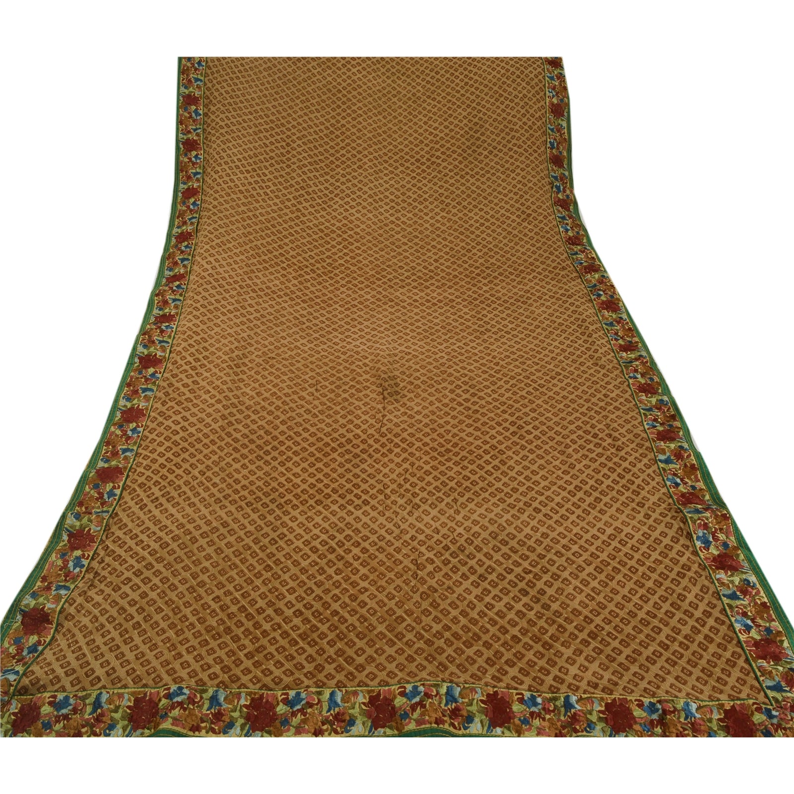 Санскритские винтажные коричневые сари из смеси жоржета с вышивкой из экологически чистой ткани Культурное сари