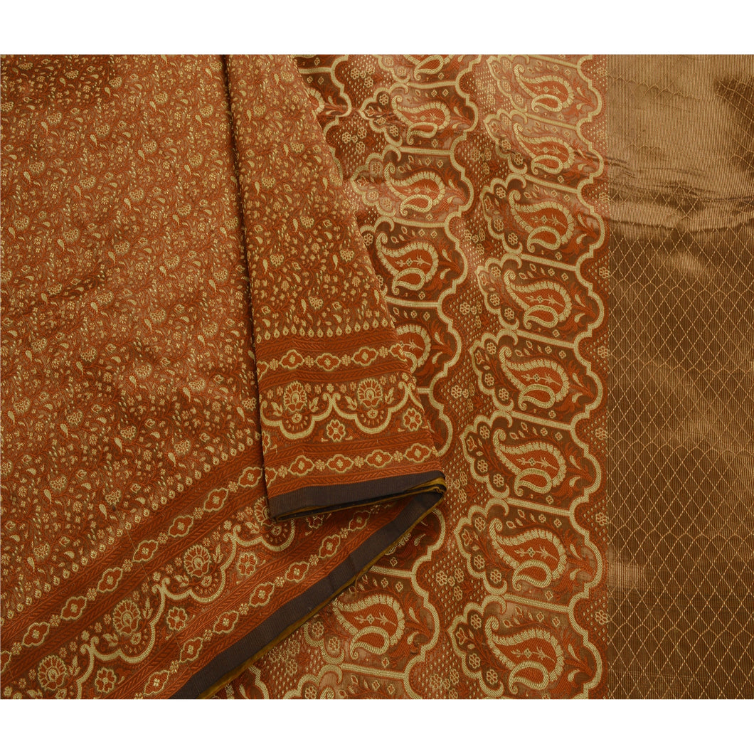 Sanskriti Vinatage Green Saree Art Silk Woven Craft Decor Fabric Sari Blouse Pc