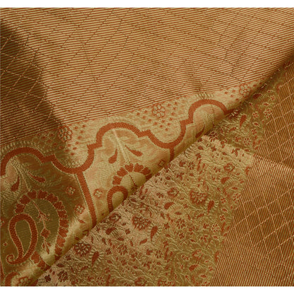 Sanskriti Vintage Green Saree Art Silk Woven Craft Decor Sustainable Fabric Sari Blouse Pc