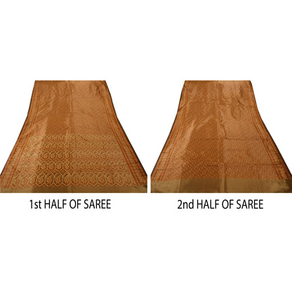 Sanskriti Vintage Green Saree Art Silk Woven Craft Decor Sustainable Fabric Sari Blouse Pc