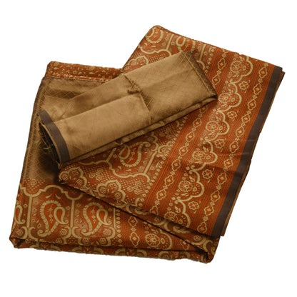 Sanskriti Vintage Green Saree Art Silk Woven Craft Decor Sustainable Fabric Sari Blouse Pc