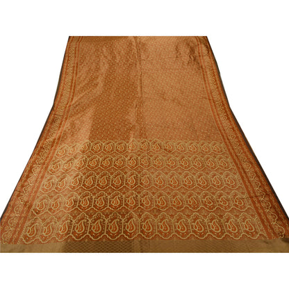 Sanskriti Vintage Green Saree Art Silk Woven Craft Decor Sustainable Fabric Sari Blouse Pc