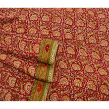 Load image into Gallery viewer, Sanskriti Vinatage Red Saree Blend Georgette Embroidered Craft 5 Yd Fabric Sari

