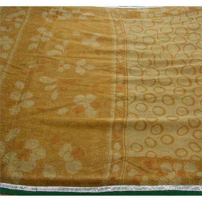 Sanskriti Vintage Green Saree Blend Silk Woven Embroidered Craft 5Yd Sustainable Fabric Sari