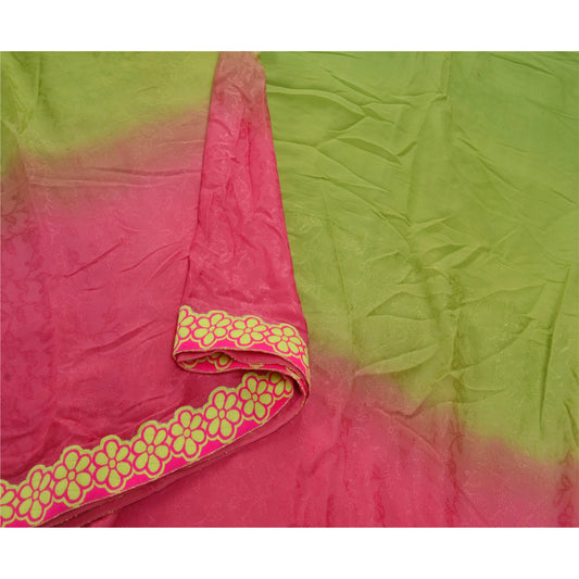 Сари из зеленого сари на санскрите из смеси шелка, тканого/кружевного, для рукоделия, из экологически чистой ткани