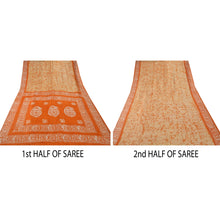 Load image into Gallery viewer, Cream Saree Pure Silk Batik Work Craft 5 Yd Soft Fabric Sari
