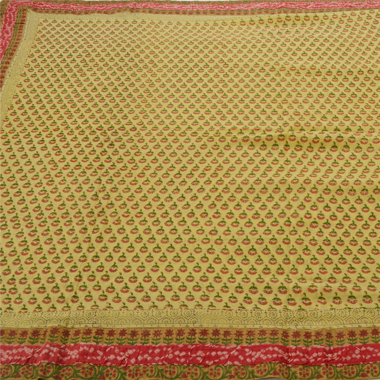 Sanskriti Vintage Saree Blend Georgette Embroidered Premium Craft Sustainable Fabric Sari