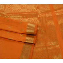 Load image into Gallery viewer, Orange Saree Art Silk Woven Brocade Premium Craft Fabric Sari
