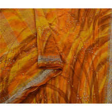 Load image into Gallery viewer, Sanskriti Vintage Sarees Pure Crepe Silk Hand Beaded Craft Fabric Premium Sari
