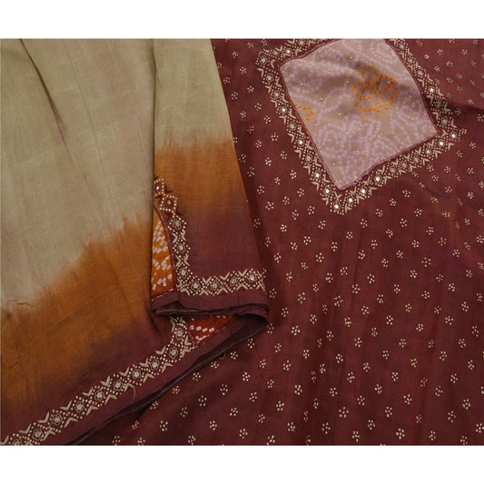 Sanskriti Vintage Brown Saree 100% Pure Cotton Woven Craft Sustainable Fabric 5 Yd Sari