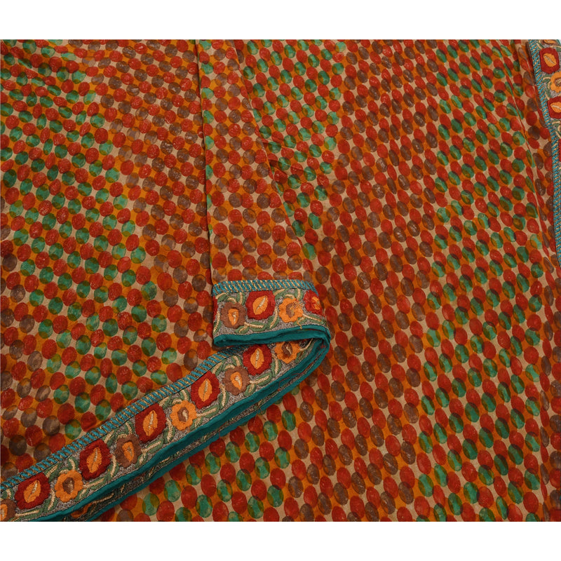 Sanskriti Vintage Sarees Pure Georgette Silk Embroidered Sustainable Fabric Bollywood Sari
