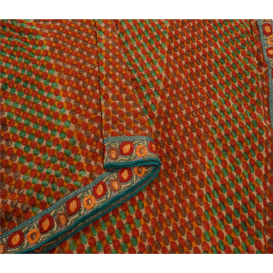 Sanskriti Vintage Sarees Pure Georgette Silk Embroidered Fabric Bollywood Sari