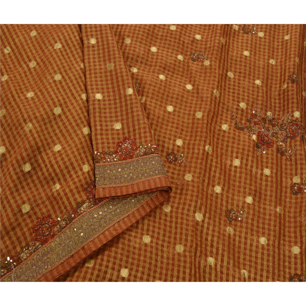 Saree Art Silk Hand Beaded Woven Craft Fabric Ethnic Sari